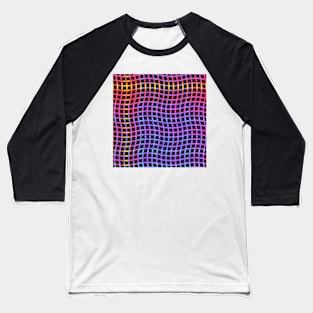 Wavy Plaid Rainbow on Dark Brown Repeat 5748 Baseball T-Shirt